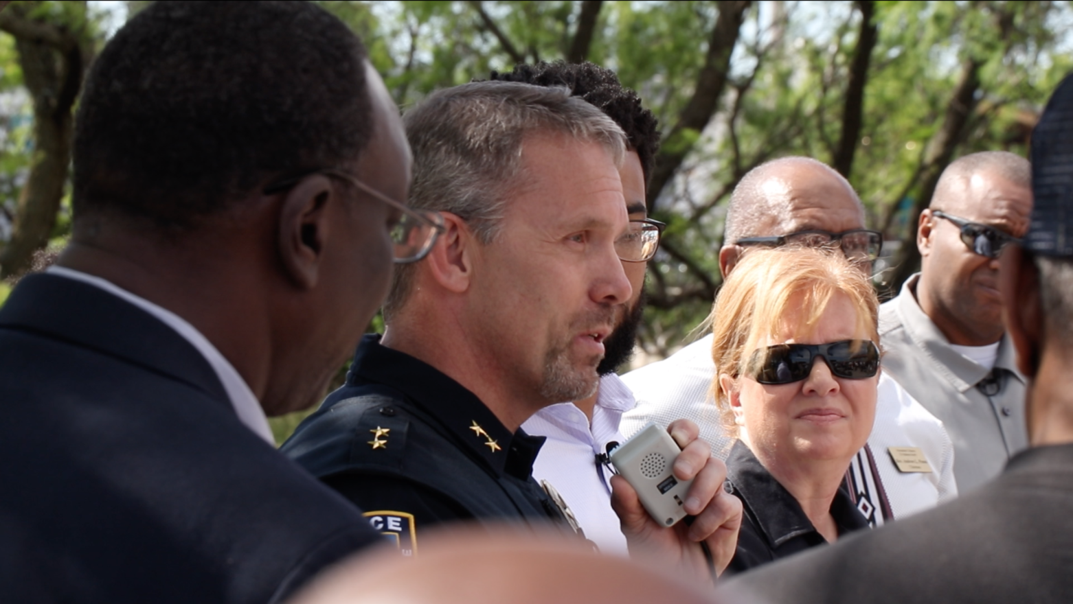 Police Chief Stan Standridge apologizes to the family of Grover C. Everett. 